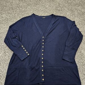 Navy Blue Cardigan with Gold Buttons